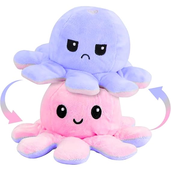 Dealspurt Toy Octopus Plushie Reversible Soft Toys for Kids | Plush Soft Toys for Baby Boys and Girls| Best Gift | Octopus Soft Toy for Kids
