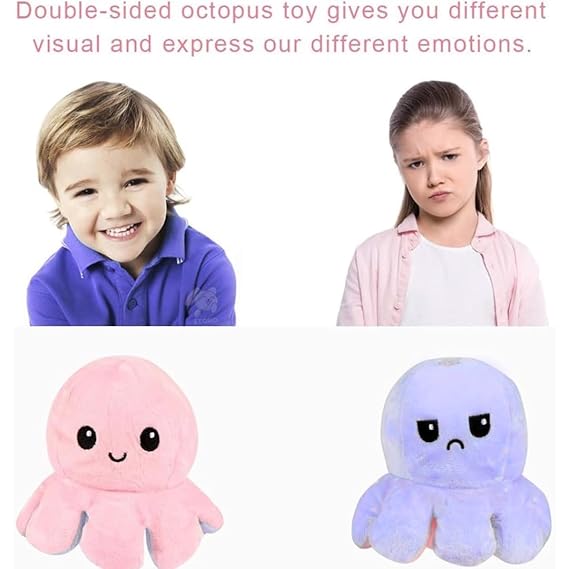 Dealspurt Toy Octopus Plushie Reversible Soft Toys for Kids | Plush Soft Toys for Baby Boys and Girls| Best Gift | Octopus Soft Toy for Kids