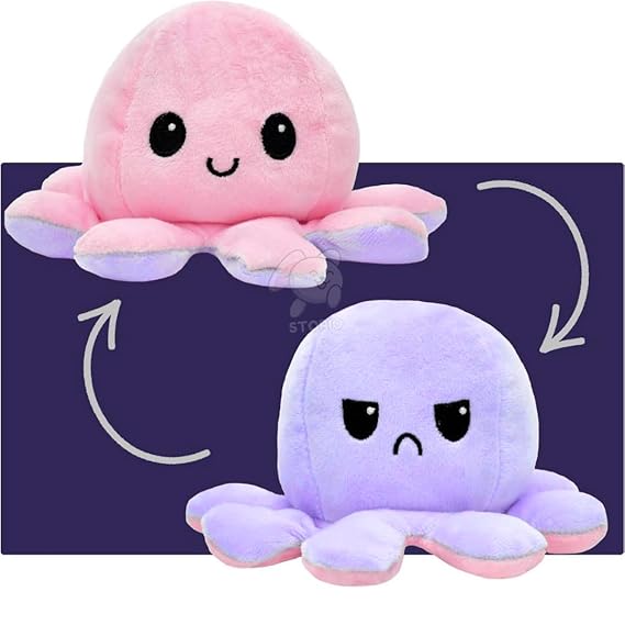 Dealspurt Toy Octopus Plushie Reversible Soft Toys for Kids | Plush Soft Toys for Baby Boys and Girls| Best Gift | Octopus Soft Toy for Kids